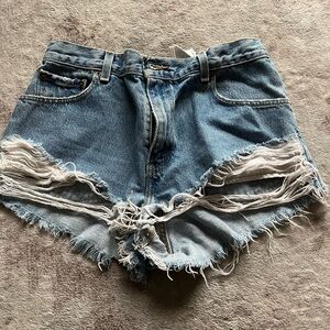 Levi's Blue Distressed Jean Shorts